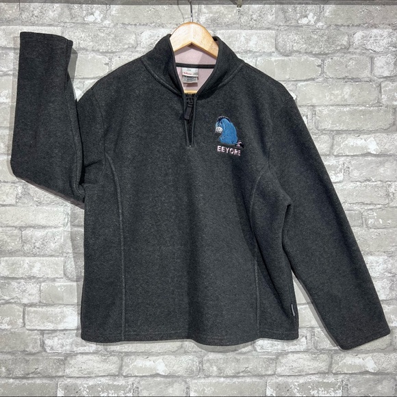 Disney Store Women's Large Eeyore Fleece Pullover Jacket Embroidered 1/4 Zip - Picture 1 of 7